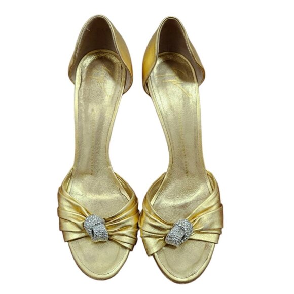 Giuseppe Zanotti Gold Peep Toe Pumps Size EU 39.5/US 9 - Picture 5 of 15